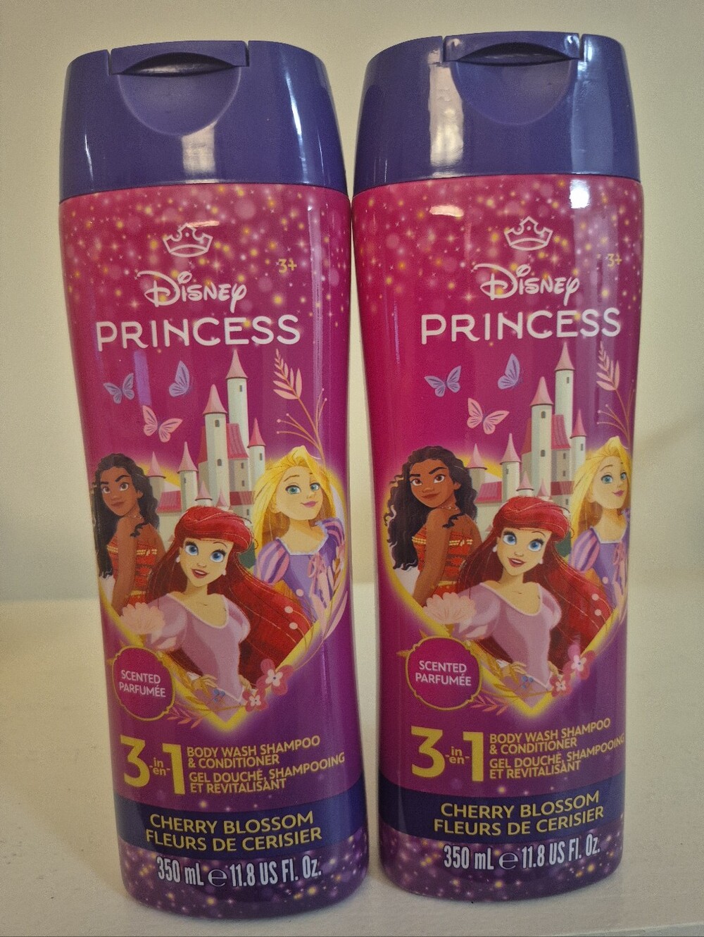 (2) Disney Princess Cherry Blossom Scent 3 In 1 Body Wash Shampoo & Conditioner